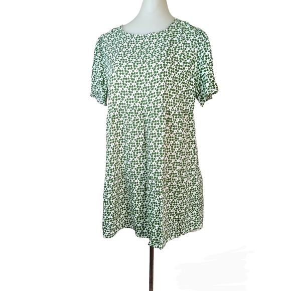 Magnolia Boutique Women's Medium Mini Dress Green Floral Patterned BabyDoll - Picture 1 of 10
